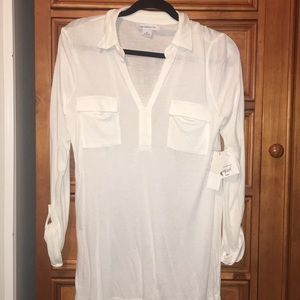 White blouse with pocket detailing